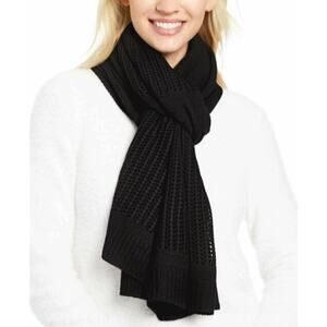 DKNY $48 NEW Black Loose Knit Scarf One Size Cozy Winter Open Weave Lightweight